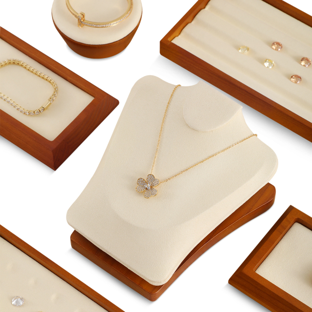 Yinbeini Professional Wood Base Reclining Portrait Necklace Display Set for Jewelry Designers and Studio Use Ideal for Client Presentations SM039