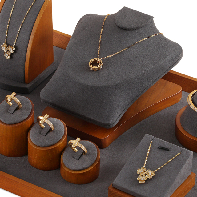 Yinbeini Professional Wood Base Reclining Portrait Necklace Display Set for Jewelry Designers and Studio Use Ideal for Client Presentations SM039