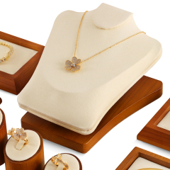Yinbeini Professional Wood Base Reclining Portrait Necklace Display Set for Jewelry Designers and Studio Use Ideal for Client Presentations SM039
