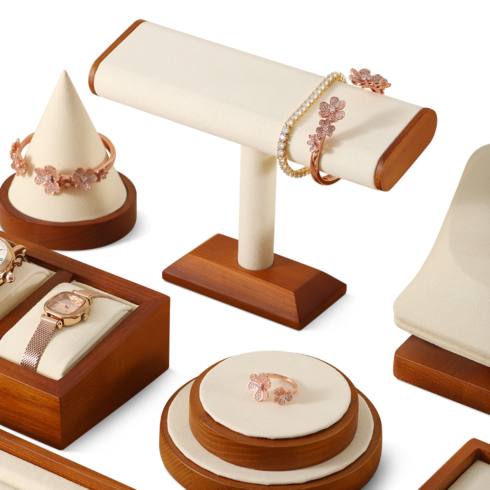 Yinbeini Natural Wood Jewelry Display Kit for Craft Fairs and Pop Up Shops Portable and Lightweight Watch Stand SM042