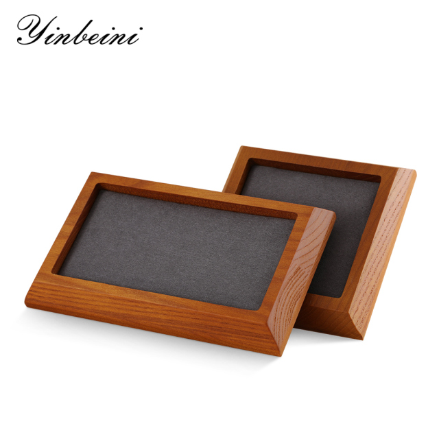 Yinbeini Wood Base Outer Slant Tray for Delicate and Fine Jewelry Anti Scratch Microfiber Surface to Protect Precious Pieces SM043