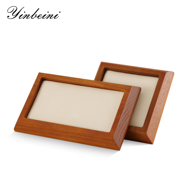 Yinbeini Wood Base Outer Slant Tray for Delicate and Fine Jewelry Anti Scratch Microfiber Surface to Protect Precious Pieces SM043