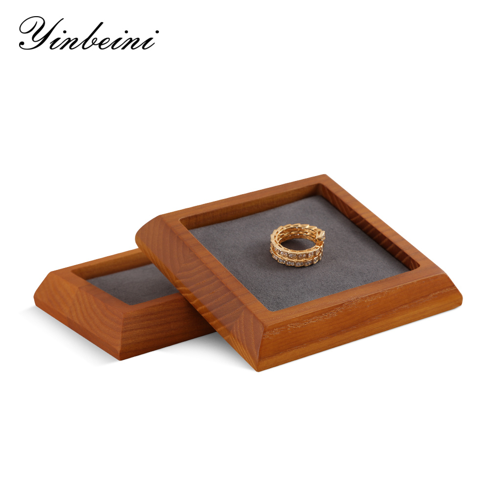Yinbeini Wood Base Outer Slant Tray for Delicate and Fine Jewelry Anti Scratch Microfiber Surface to Protect Precious Pieces SM043