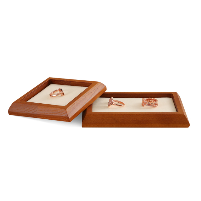 Yinbeini Wood Base Outer Slant Tray for Delicate and Fine Jewelry Anti Scratch Microfiber Surface to Protect Precious Pieces SM043