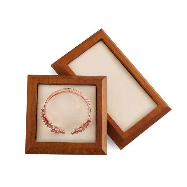 Yinbeini Wood Base Outer Slant Tray for Delicate and Fine Jewelry Anti Scratch Microfiber Surface to Protect Precious Pieces SM043