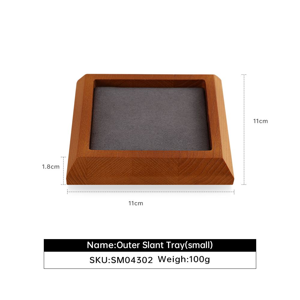 Yinbeini Wood Base Outer Slant Tray for Delicate and Fine Jewelry Anti Scratch Microfiber Surface to Protect Precious Pieces SM043