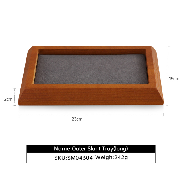 Yinbeini Wood Base Outer Slant Tray for Delicate and Fine Jewelry Anti Scratch Microfiber Surface to Protect Precious Pieces SM043