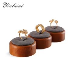 Yinbeini Wood Base Single Ring Holder Display Stand for Engagement Ring Perfect for Bridal Jewelry and High End Accessory Display SM046