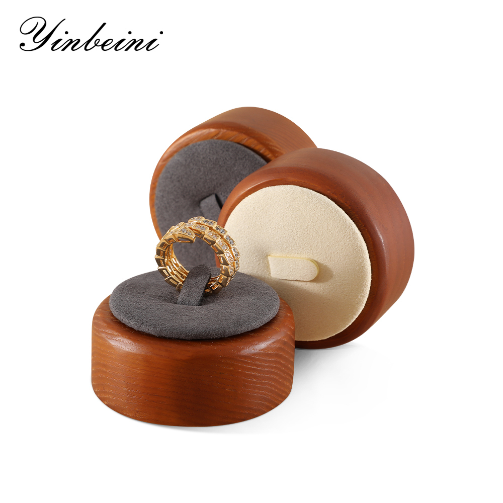 Yinbeini Wood Base Single Ring Holder Display Stand for Engagement Ring Perfect for Bridal Jewelry and High End Accessory Display SM046