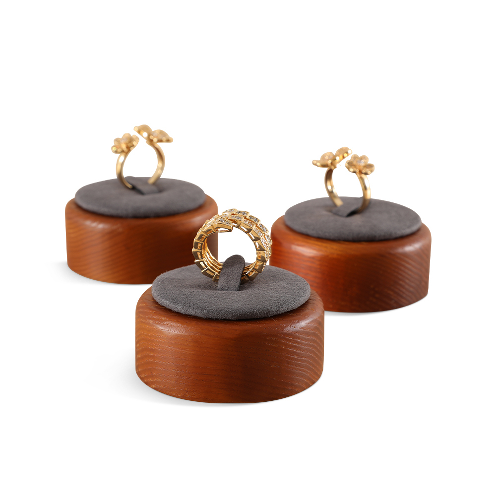 Yinbeini Wood Base Single Ring Holder Display Stand for Engagement Ring Perfect for Bridal Jewelry and High End Accessory Display SM046