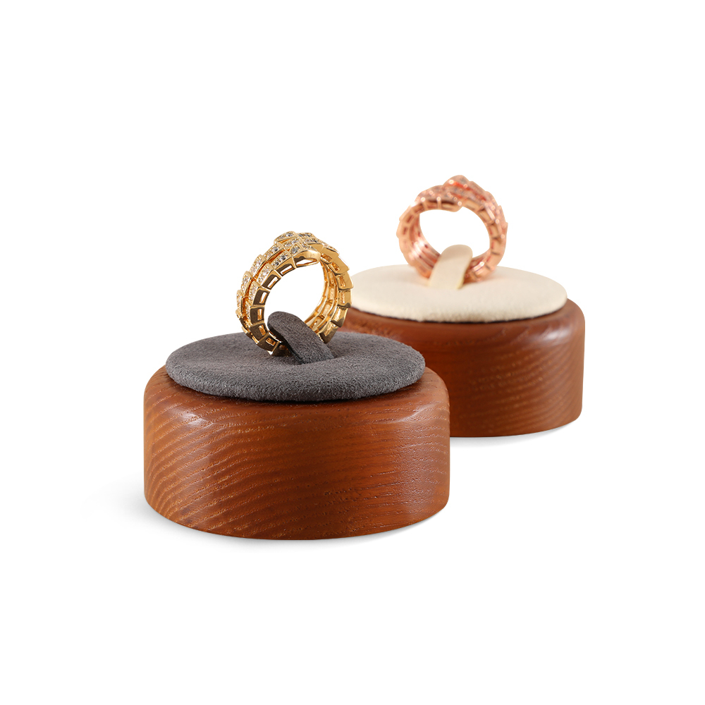 Yinbeini Wood Base Single Ring Holder Display Stand for Engagement Ring Perfect for Bridal Jewelry and High End Accessory Display SM046