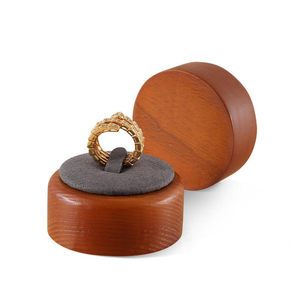 Yinbeini Wood Base Single Ring Holder Display Stand for Engagement Ring Perfect for Bridal Jewelry and High End Accessory Display SM046