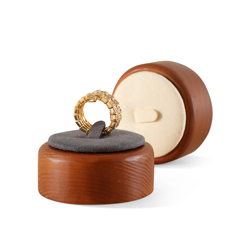 Yinbeini Wood Base Single Ring Holder Display Stand for Engagement Ring Perfect for Bridal Jewelry and High End Accessory Display SM046