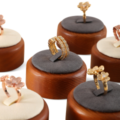Yinbeini Wood Base Single Ring Holder Display Stand for Engagement Ring Perfect for Bridal Jewelry and High End Accessory Display SM046
