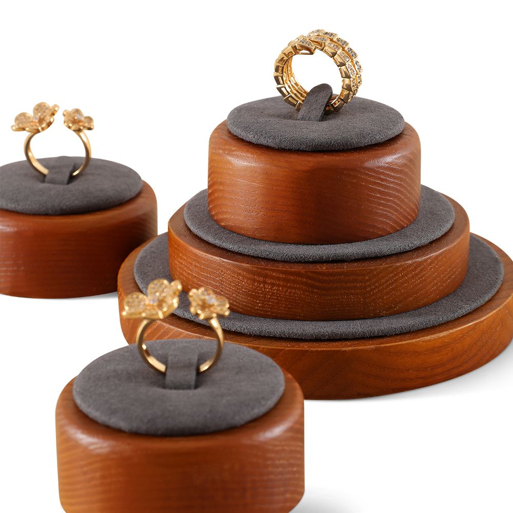 Yinbeini Wood Base Single Ring Holder Display Stand for Engagement Ring Perfect for Bridal Jewelry and High End Accessory Display SM046