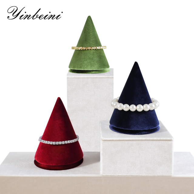 Yinbeini Velvet Conical Bracelet Bangle Display Stand Compact Light Weight Easy To Place for Simple Household Accessory Arrangement TB032