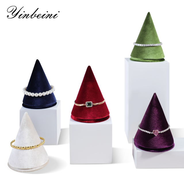 Yinbeini Velvet Conical Bracelet Bangle Display Stand Compact Light Weight Easy To Place for Simple Household Accessory Arrangement TB032