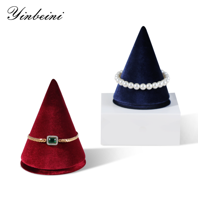 Yinbeini Velvet Conical Bracelet Bangle Display Stand Compact Light Weight Easy To Place for Simple Household Accessory Arrangement TB032