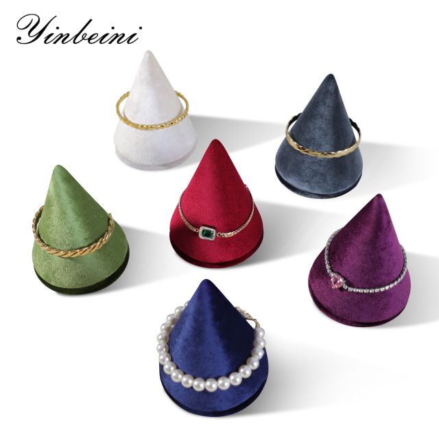 Yinbeini Velvet Conical Bracelet Bangle Display Stand Compact Light Weight Easy To Place for Simple Household Accessory Arrangement TB032