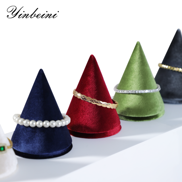 Yinbeini Velvet Conical Bracelet Bangle Display Stand Compact Light Weight Easy To Place for Simple Household Accessory Arrangement TB032