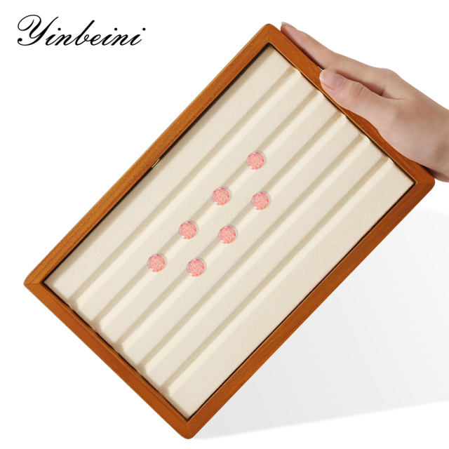 Yinbeini Wooden Beads Diamond Gemstone Organizer Jewelry Display Case with Cover Rhinestone Crystal Storage Box Jeweler's jewelry counter X001