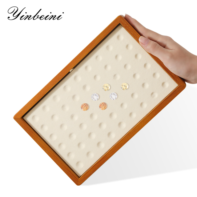 Yinbeini Wooden Beads Diamond Gemstone Organizer Jewelry Display Case with Cover Rhinestone Crystal Storage Box Jeweler's jewelry counter X001