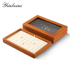 Yinbeini Wooden Beads Diamond Gemstone Organizer Jewelry Display Case with Cover Rhinestone Crystal Storage Box Jeweler's jewelry counter X001
