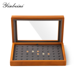 Yinbeini Wooden Beads Diamond Gemstone Organizer Jewelry Display Case with Cover Rhinestone Crystal Storage Box Jeweler's jewelry counter X001