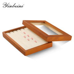 Yinbeini Wooden Beads Diamond Gemstone Organizer Jewelry Display Case with Cover Rhinestone Crystal Storage Box Jeweler's jewelry counter X001