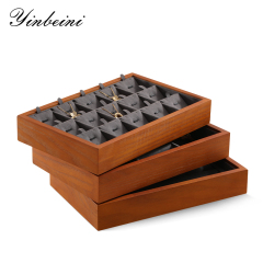 Yinbeini Ring Earring Necklace Bracelet Display Case with Cover Wooden Jewelry Organizer Tray Drawer Jewelry Storage Box X010