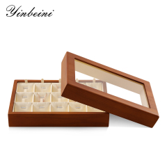 Yinbeini Ring Earring Necklace Bracelet Display Case with Cover Wooden Jewelry Organizer Tray Drawer Jewelry Storage Box X010
