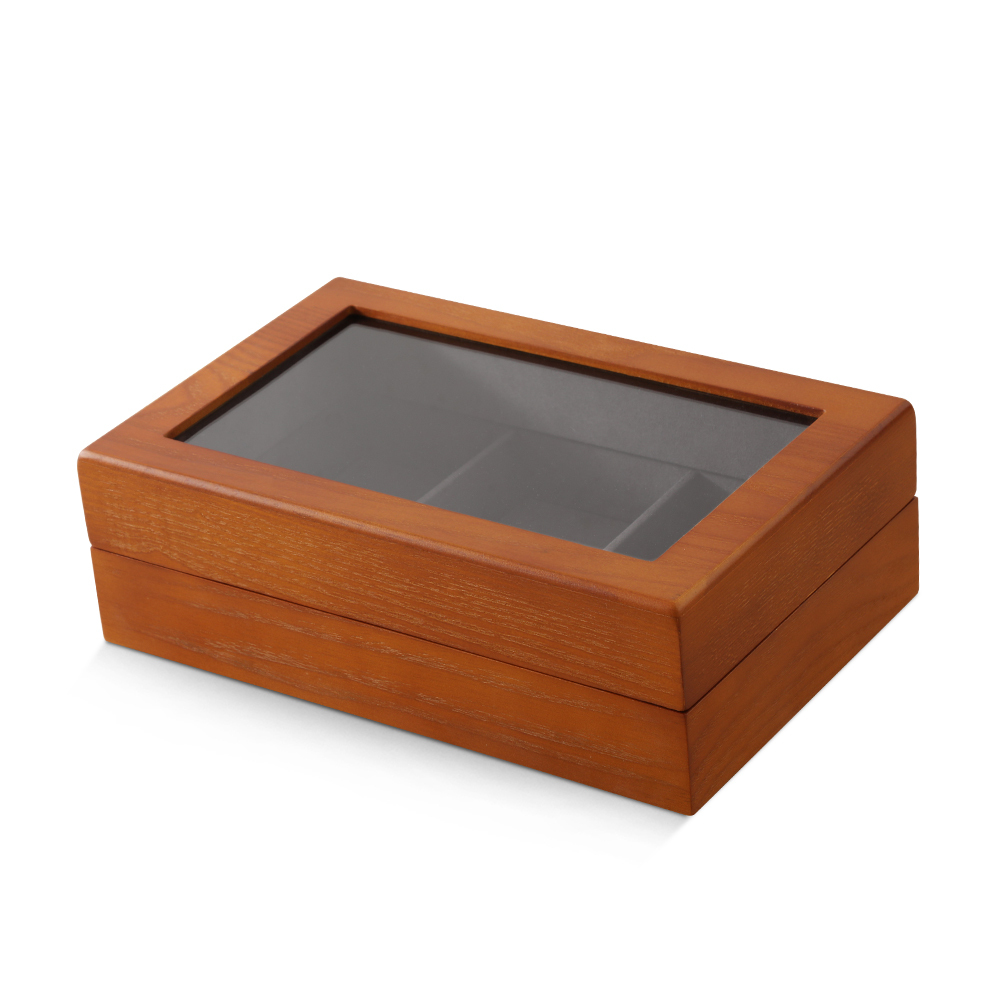 Yinbeini Ring Earring Necklace Bracelet Display Case with Cover Wooden Jewelry Organizer Tray Drawer Jewelry Storage Box X010