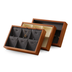 Yinbeini Ring Earring Necklace Bracelet Display Case with Cover Wooden Jewelry Organizer Tray Drawer Jewelry Storage Box X010