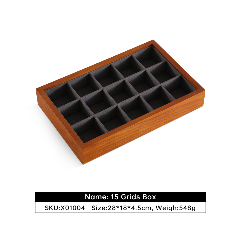 Yinbeini Ring Earring Necklace Bracelet Display Case with Cover Wooden Jewelry Organizer Tray Drawer Jewelry Storage Box X010