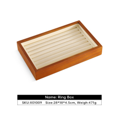 Yinbeini Ring Earring Necklace Bracelet Display Case with Cover Wooden Jewelry Organizer Tray Drawer Jewelry Storage Box X010
