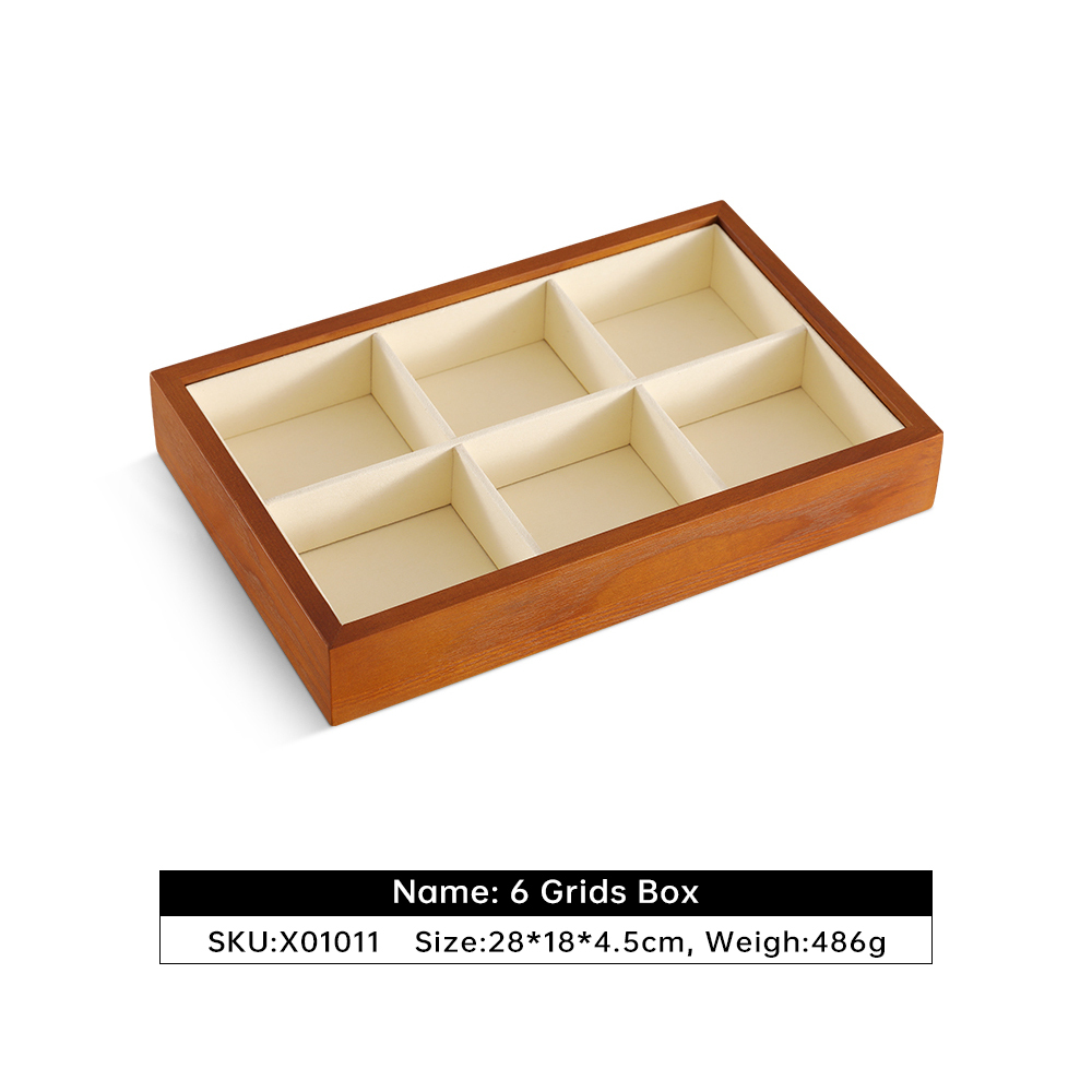 Yinbeini Ring Earring Necklace Bracelet Display Case with Cover Wooden Jewelry Organizer Tray Drawer Jewelry Storage Box X010