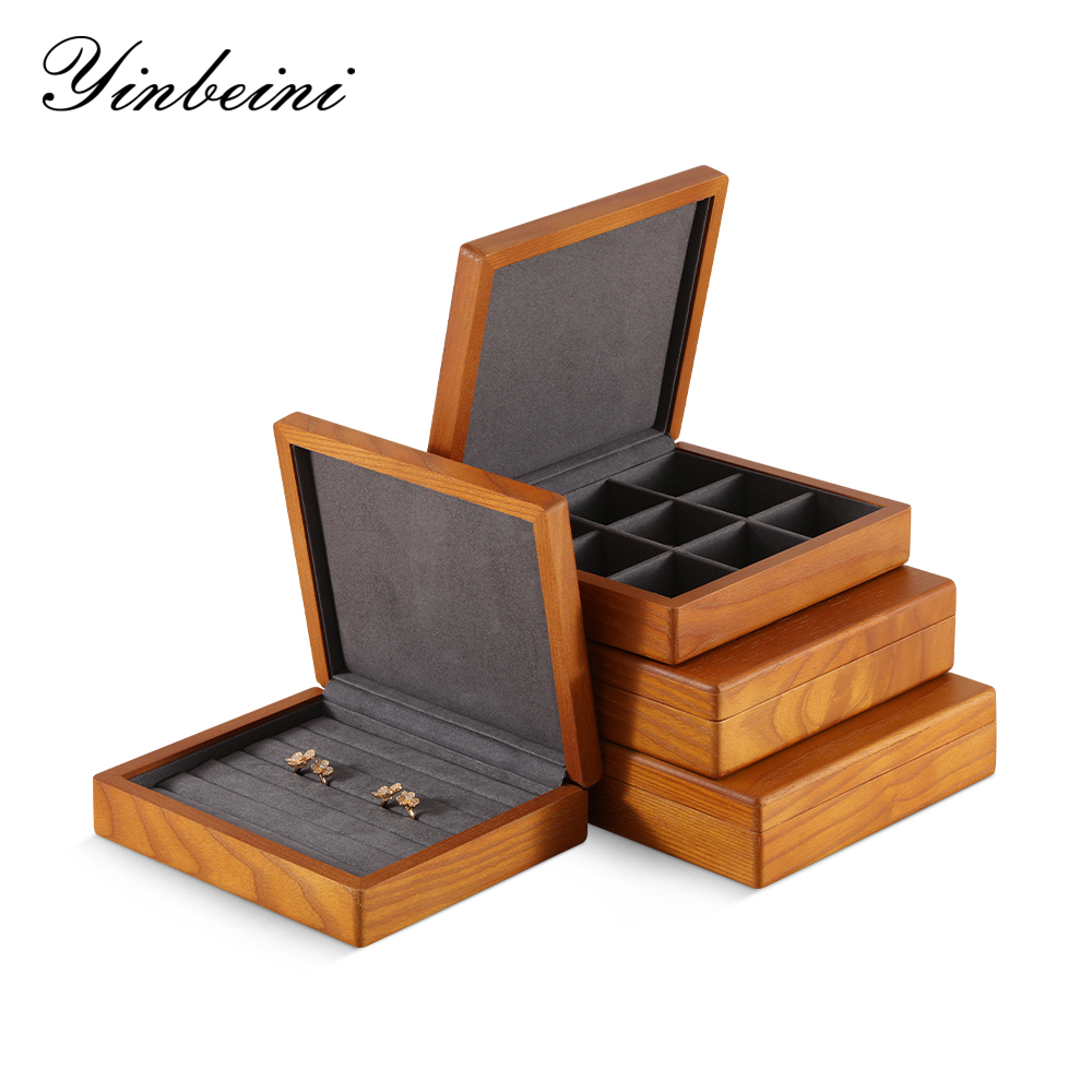 Yinbeini Classic Wood Jewelry Storage Box with Multiple Options for Rings Earrings and Small Accessories Great for Bedroom Organization X016