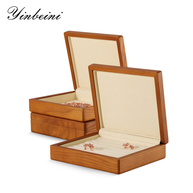 Yinbeini Classic Wood Jewelry Storage Box with Multiple Options for Rings Earrings and Small Accessories Great for Bedroom Organization X016