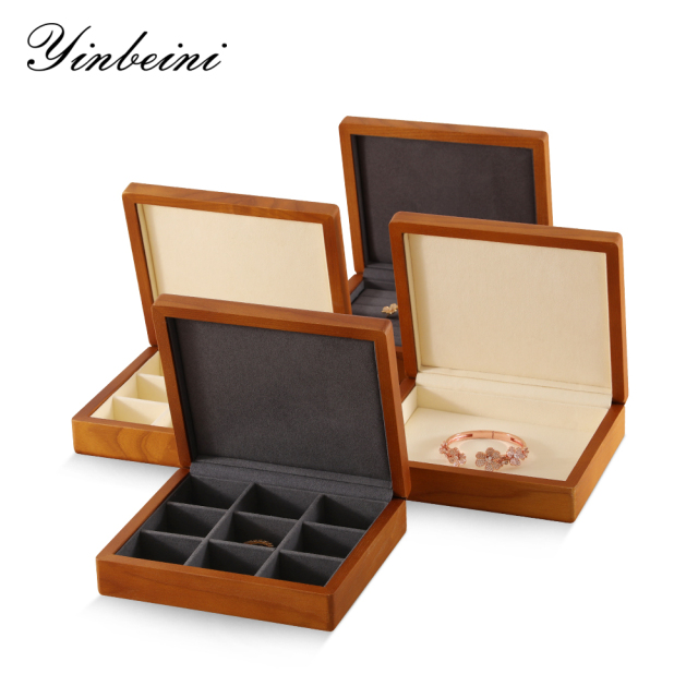 Yinbeini Classic Wood Jewelry Storage Box with Multiple Options for Rings Earrings and Small Accessories Great for Bedroom Organization X016