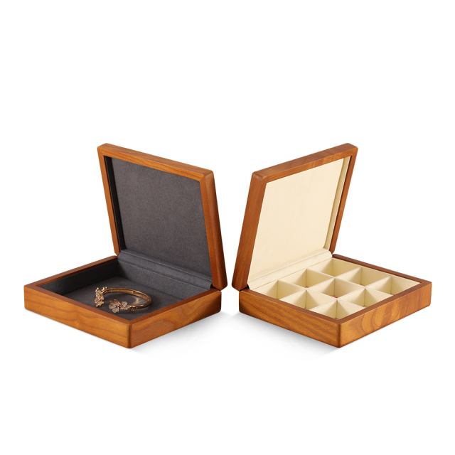 Yinbeini Classic Wood Jewelry Storage Box with Multiple Options for Rings Earrings and Small Accessories Great for Bedroom Organization X016
