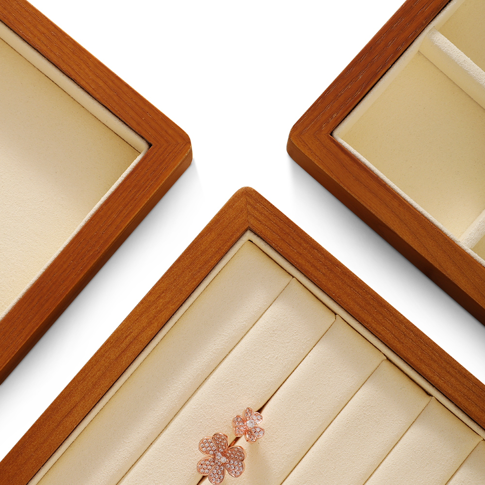 Yinbeini Classic Wood Jewelry Storage Box with Multiple Options for Rings Earrings and Small Accessories Great for Bedroom Organization X016