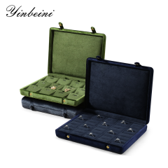 Yinbeini Velvet Jewelry Storage Case Ring Earring Pendant Storage Organizer Large Space Display Box Jeweler Memorial day gift box XB002