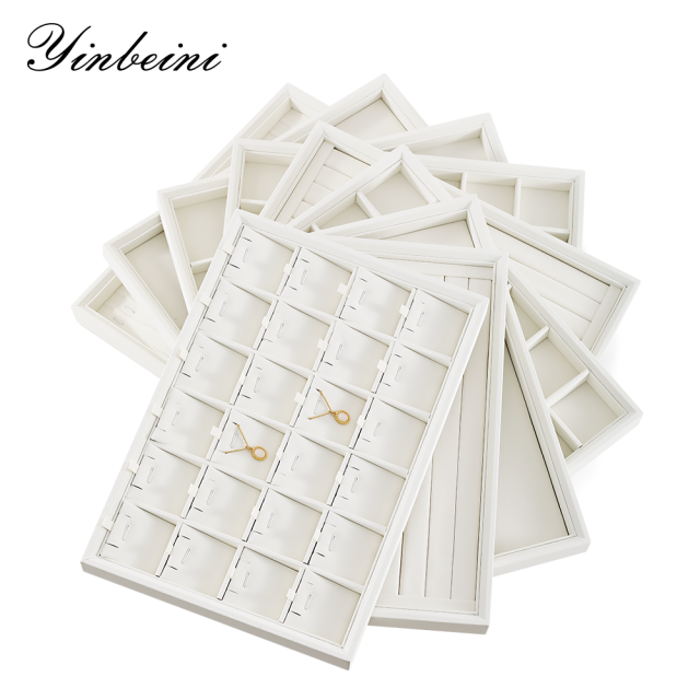 Yinbeini Pu leather  jewelry display tray ring earring necklace pendant tray jewelry display tray storage plate jeweler counter jewelry counter P006