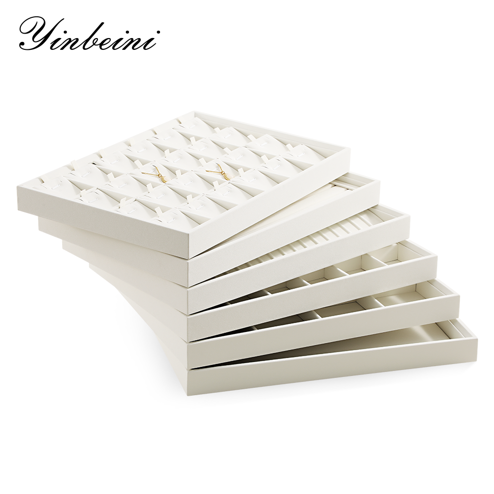 Yinbeini Pu leather  jewelry display tray ring earring necklace pendant tray jewelry display tray storage plate jeweler counter jewelry counter P006