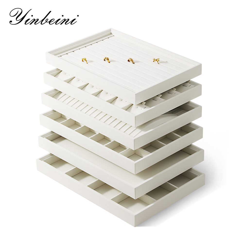 Yinbeini Pu leather  jewelry display tray ring earring necklace pendant tray jewelry display tray storage plate jeweler counter jewelry counter P006