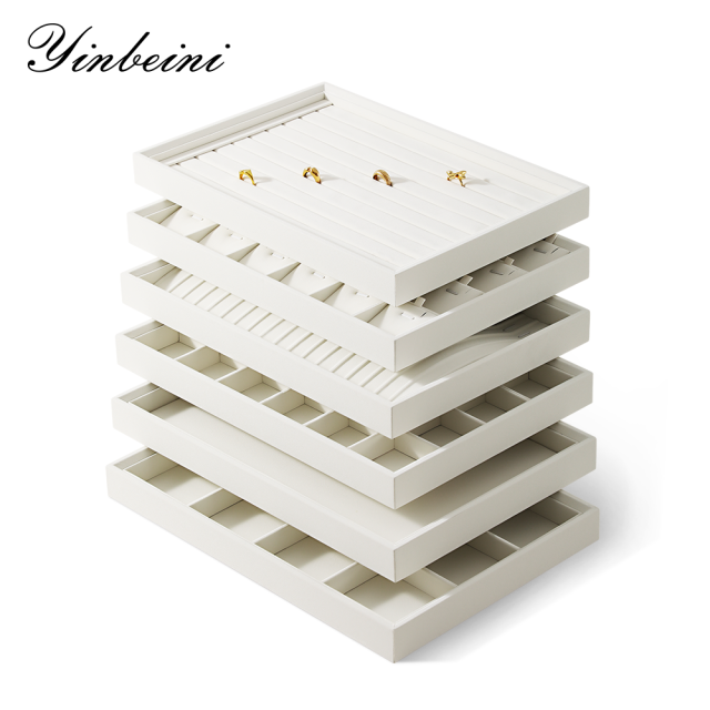 Yinbeini Pu leather  jewelry display tray ring earring necklace pendant tray jewelry display tray storage plate jeweler counter jewelry counter P006