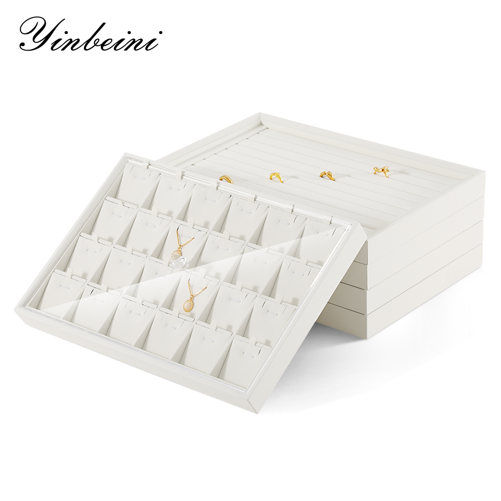 Yinbeini Pu leather  jewelry display tray ring earring necklace pendant tray jewelry display tray storage plate jeweler counter jewelry counter P006