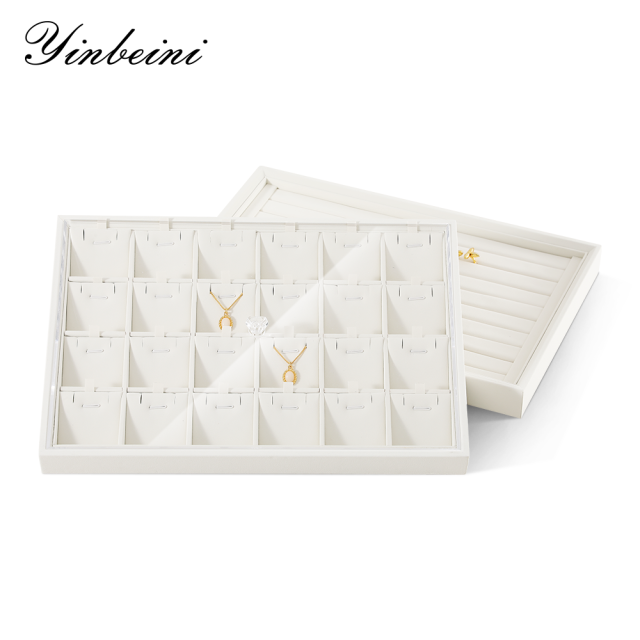 Yinbeini Pu leather  jewelry display tray ring earring necklace pendant tray jewelry display tray storage plate jeweler counter jewelry counter P006