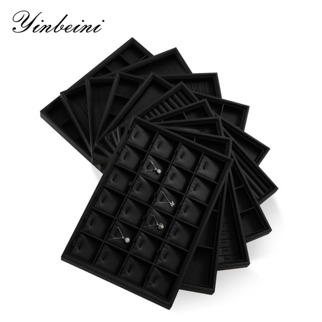 Yinbeini Pu leather  jewelry display tray ring earring necklace pendant tray jewelry display tray storage plate jeweler counter jewelry counter P006