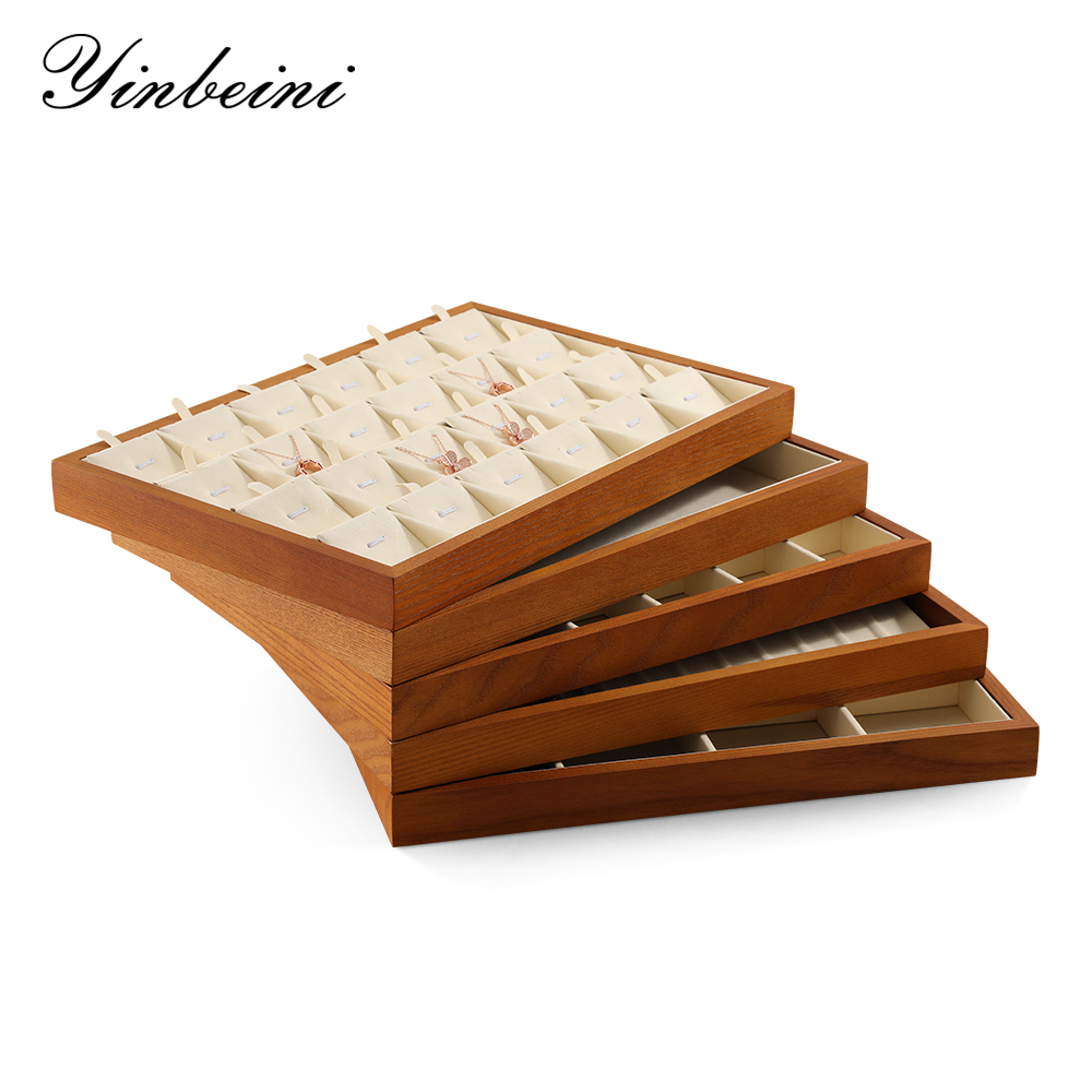 Yinbeini  wooden jewelry display tray ring tray earring tray necklace tray pendant tray display tray storage plate jeweler counter jewelry counter P025